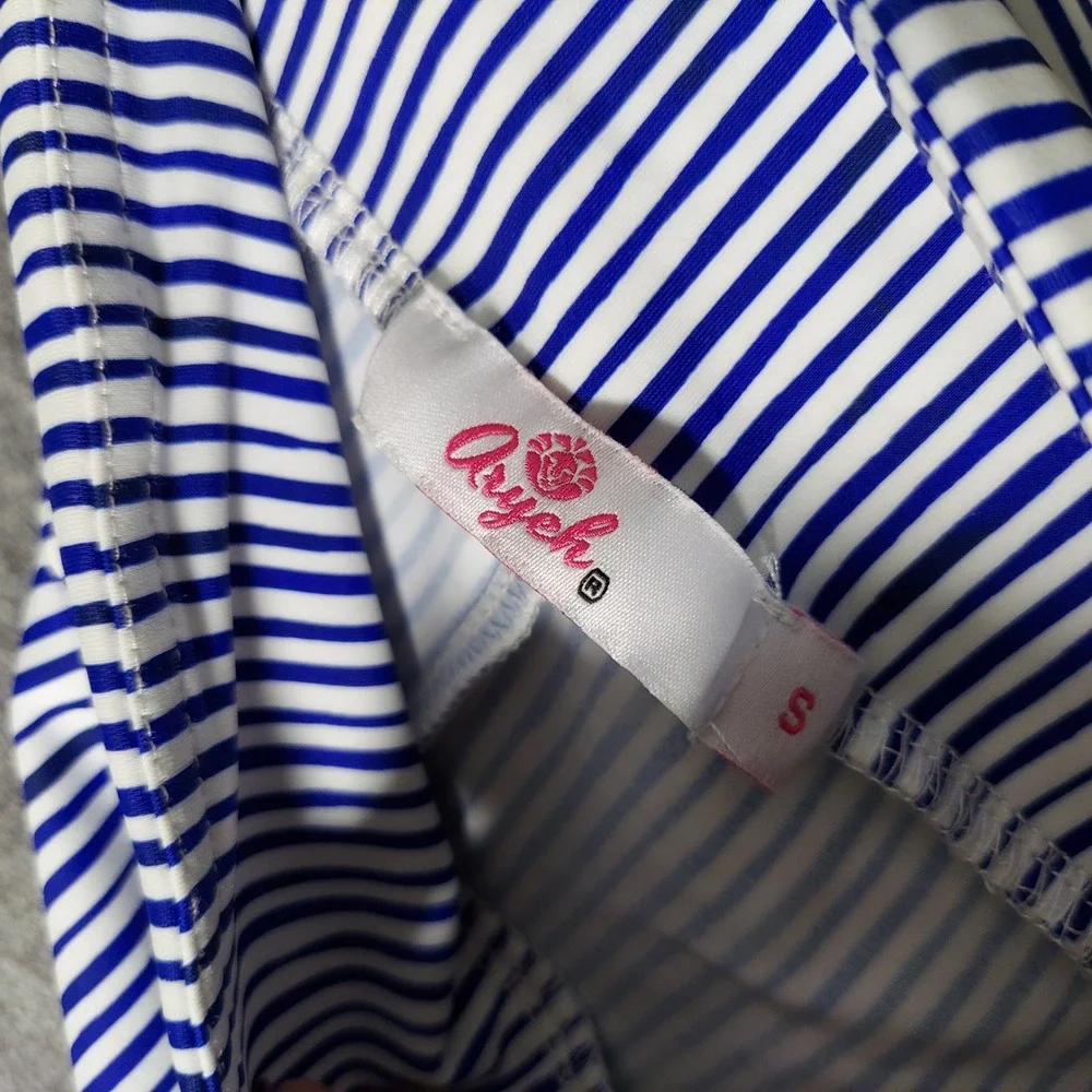 Aryeh Women Skort S Blue White Nautical Striped Preppy Pocket Built in Shorts